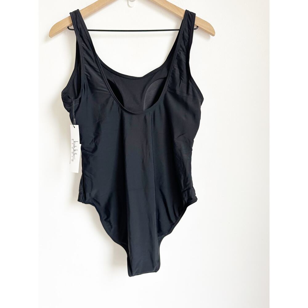 Nicole Miller Studio Black Scoop Back One Piece Swimsuit - M - Picture 3 of 5